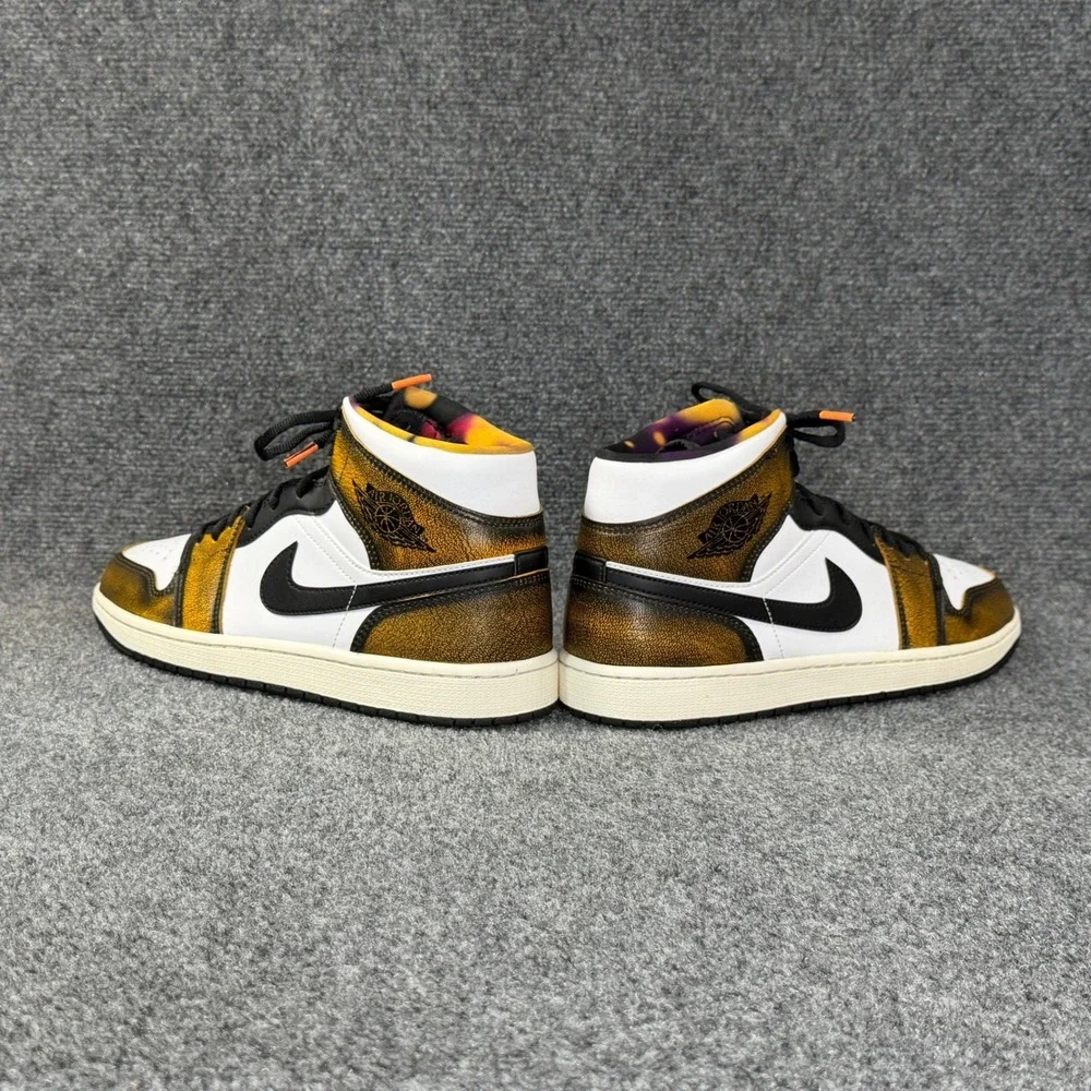 Jordan 1 Mid SE Shoes Men's 11 Orange Wear Away Athletic Retro Sneakers